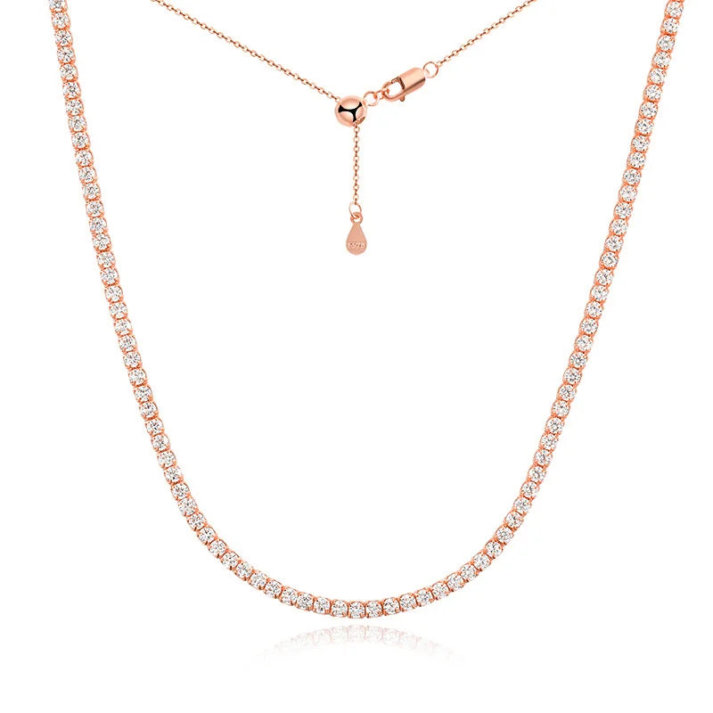 2mm Moissanite Tennis Necklace S925 Silver 18K Gold
