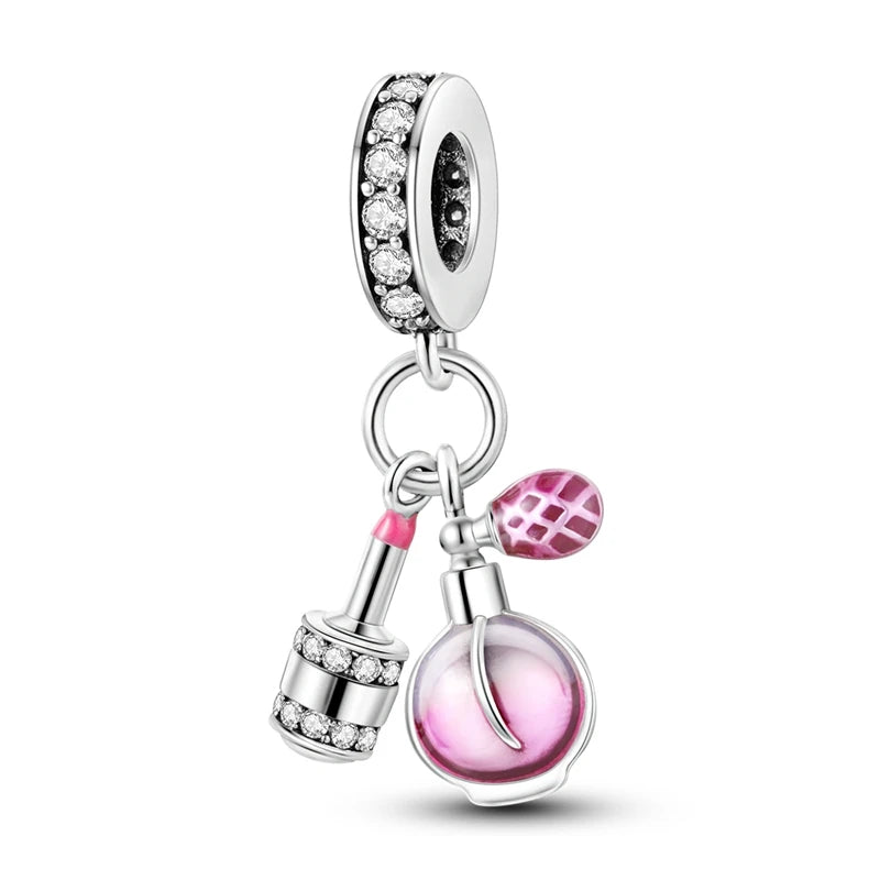925 Sterling Silver Perfume Bottle Charm Bead for Bracelet DIY