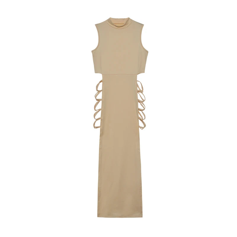 Sexy Bodycon Mock Neck Sleeveless Dress, Women's Clothing