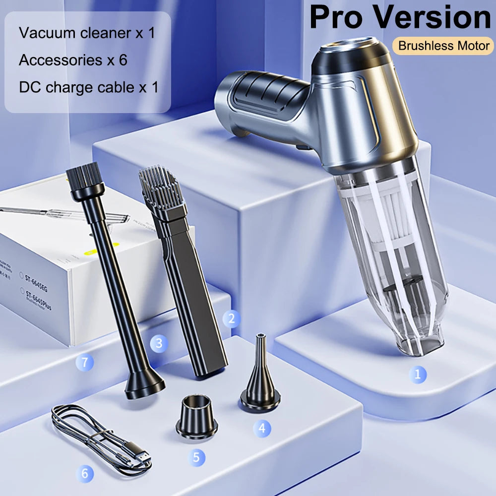Hair dryer with attachments and packaging on a white background