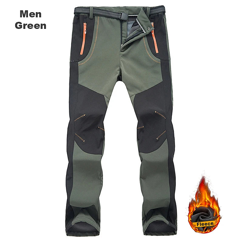 Men's Fleece Hiking Pants Waterproof Winter