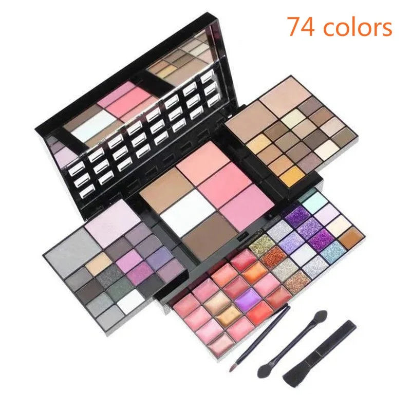 40/74/78 Farben Glitzer-Lidschatten-Palette Matt Wasserdicht Langanhaltendes gepresstes Puder Kosmetik-Kit Make-up-Tools für modebewusste Frauen