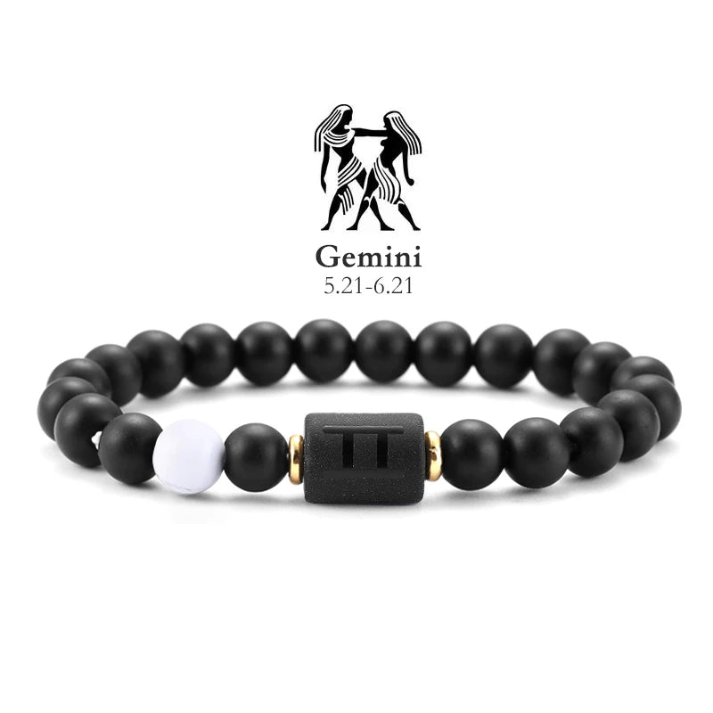 12 Zodiac Bracelets Natural Stone Cancer Virgo Leo Libra Bracelet Couples Friendship Gifts Bracelets Jewelry pulsera hombre - Teglex -