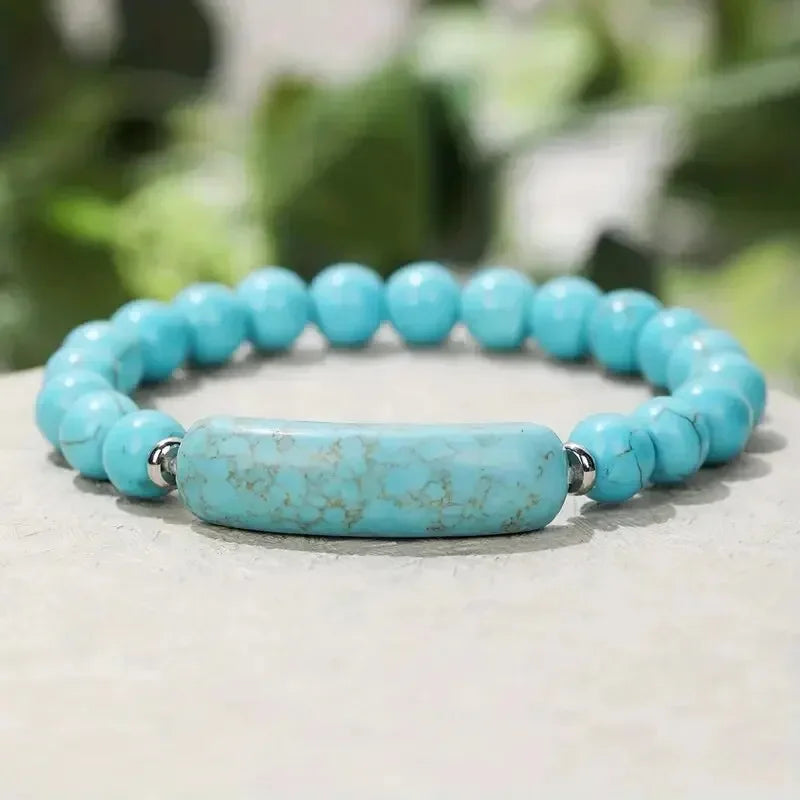 1pc Handmade Stone Bracelet Turquoise Malachite Gemstone Crystal Rough Bracelet Body Energy Yoga