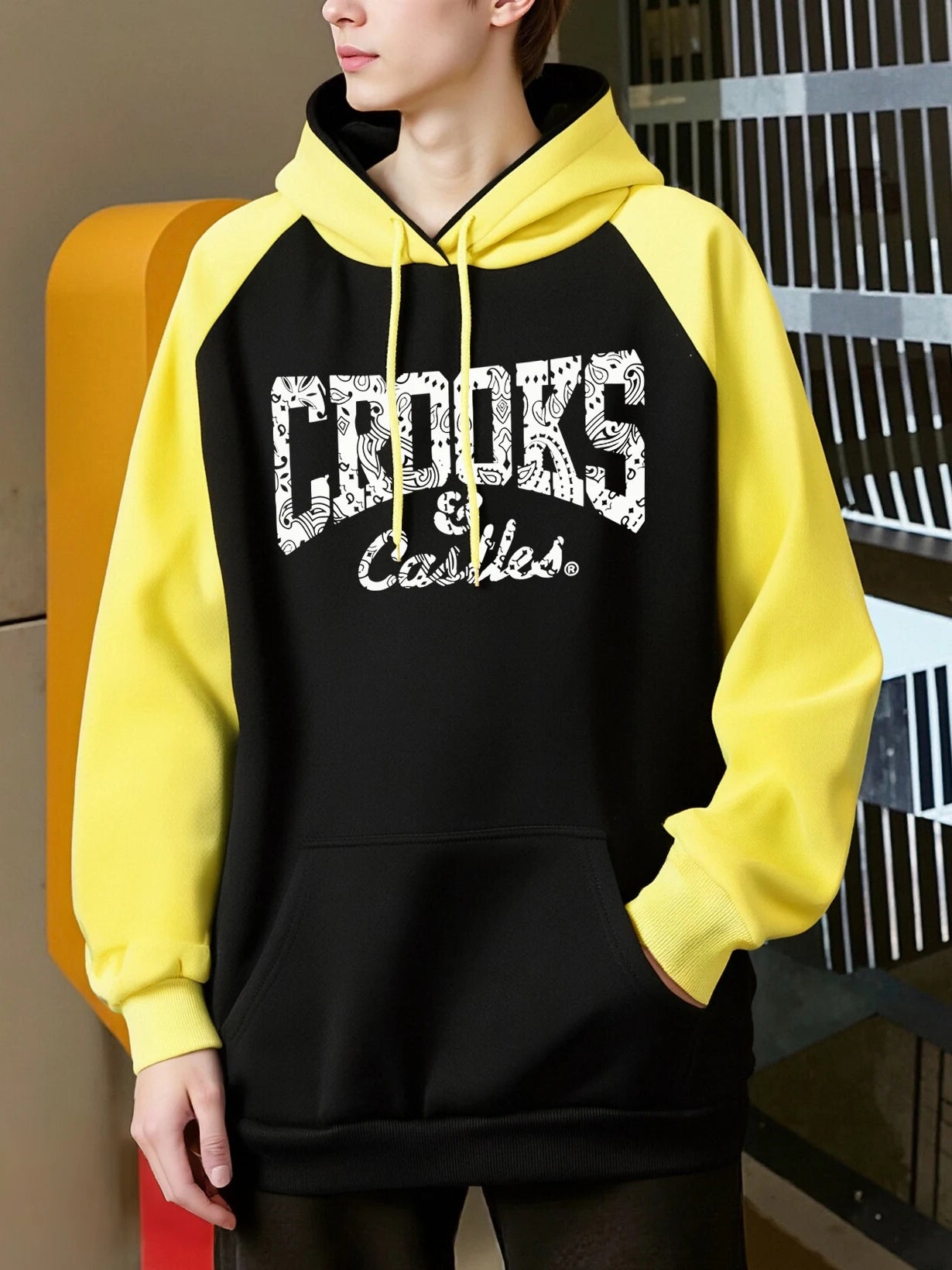 Crooks Castles Prints Man Autumn Raglan Hoodies Casual Warm Sweatshirts Soft Vintage Sportswear Fleece Fashion Male Clothes - Teglex -