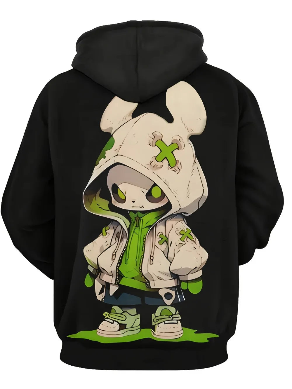 2025 autumn/winter men's fashion cartoon character print soft, comfortable, breathable hooded sportswear outdoor urban casual we - Teglex