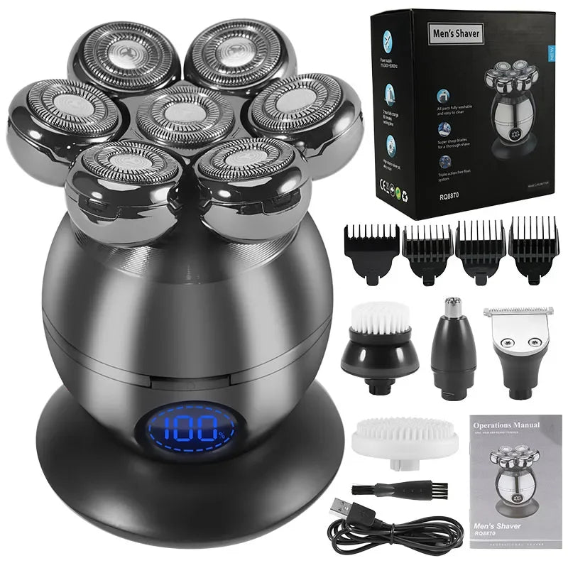 7D Floating Head Electric Shaver for Men — Skull Design, Waterproof & Portable