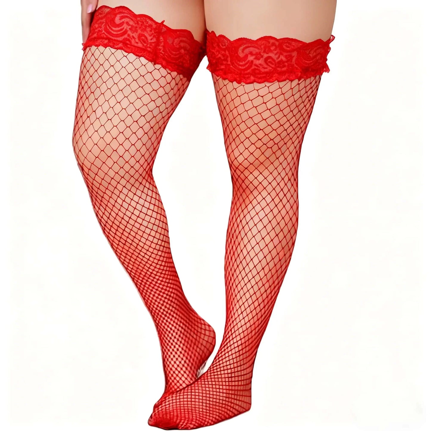 Plus Large Size Lace Mesh Fishnet Long socks Stockings for Women XXL Extra Tights Stretch Comfortable Fashion Legwear Hosiery XL