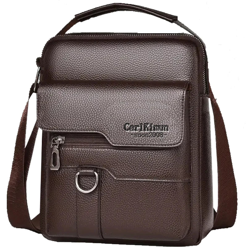 Multi-purpose men's shoulder bag for work, PU crossbody briefcase with handle, professional casual daypack - Teglex