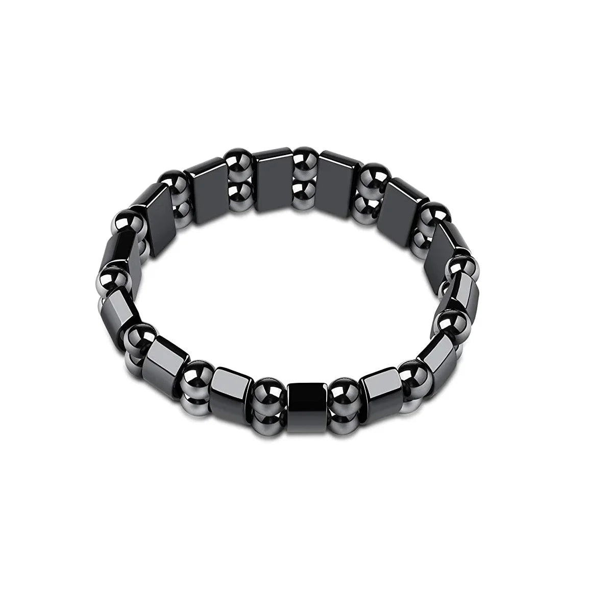 1 Stk. modisches, schwarzes Hämatit-Armband mit Gallenstein, elastisch, verstellbar, Gesundheits-Energie, Magnettherapie für Damen und Herren