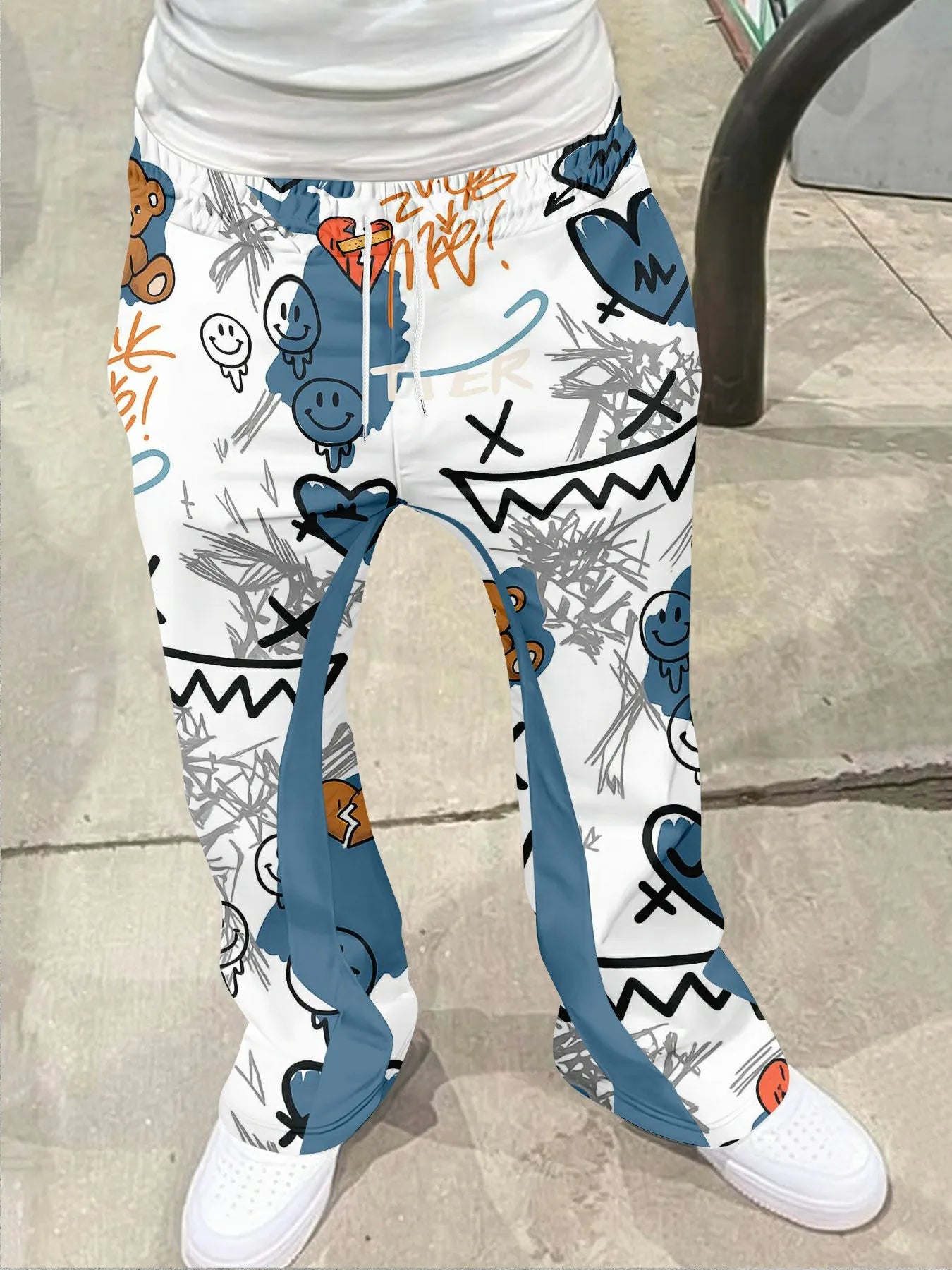 Flared Grimace Pattern Sweatpants Unisex Pants