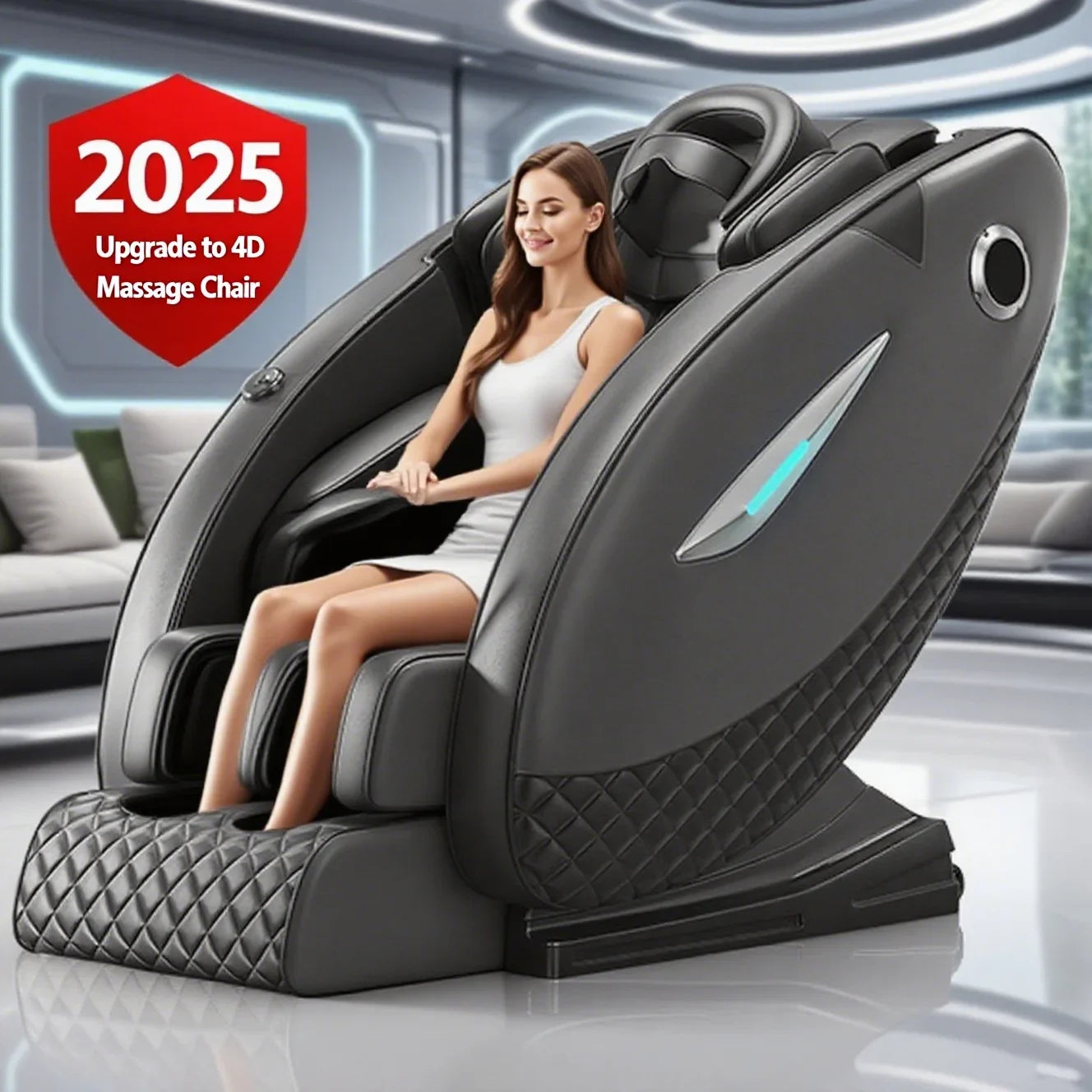4D Massage Chair with Full Body Relaxation Function 2025 Zero Gravity SL-Track Shiatsu with Bluetooth Speaker and AI Control - Teglex