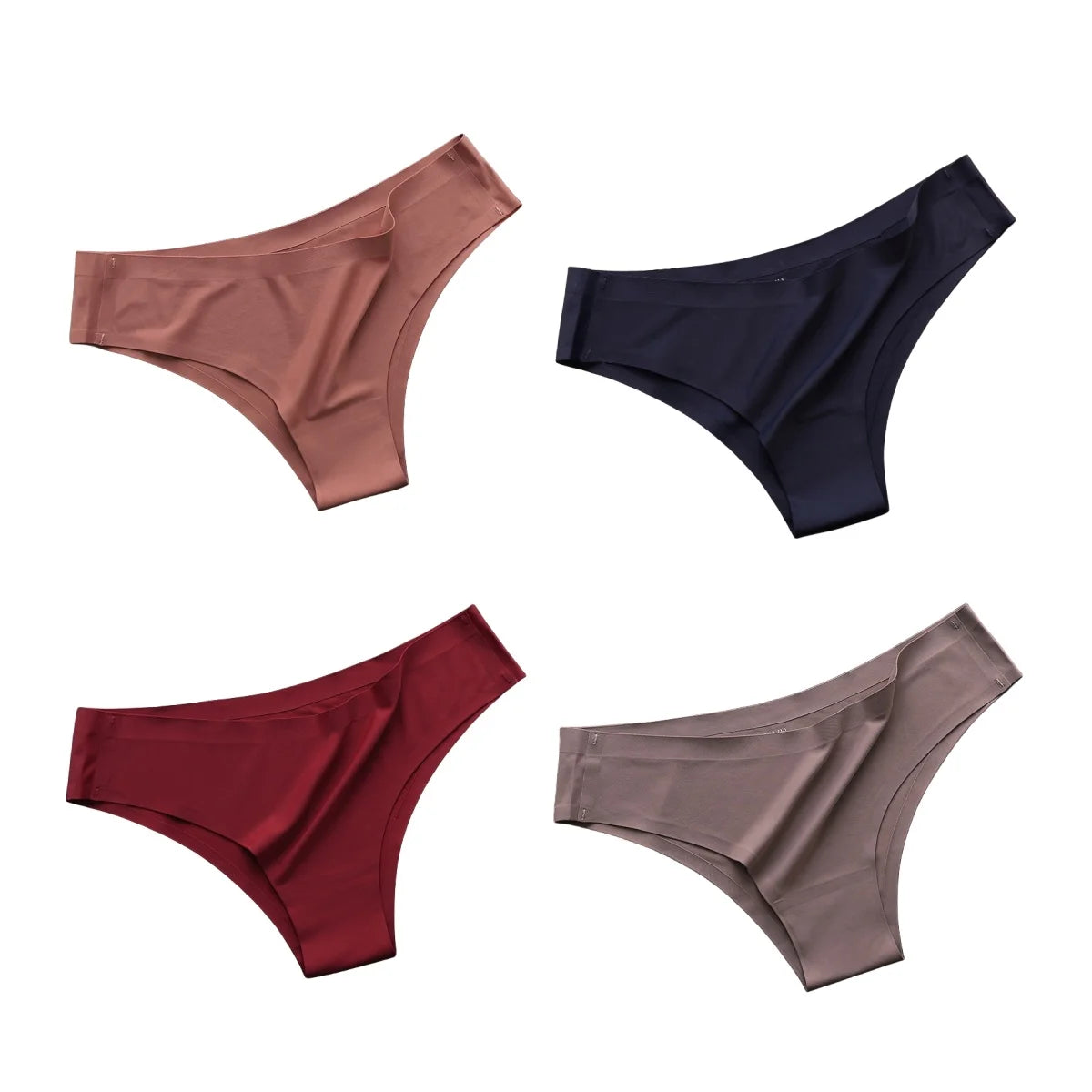 4 Stück nahtloser Ice Silk G-String tiefer Bund Damen Slip Set