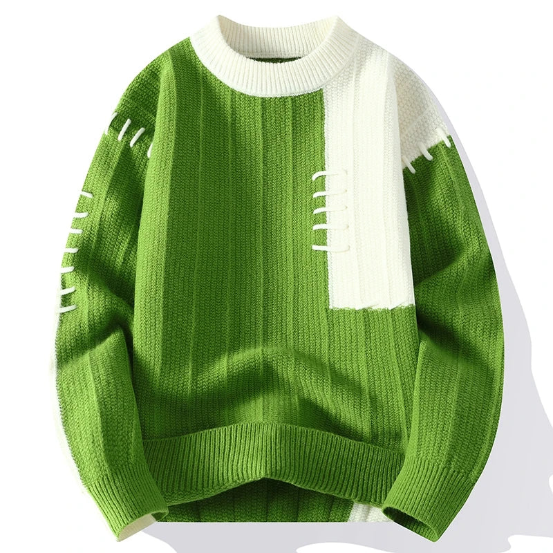 Herren Warmer Strickpullover Color Block Freizeitpullover