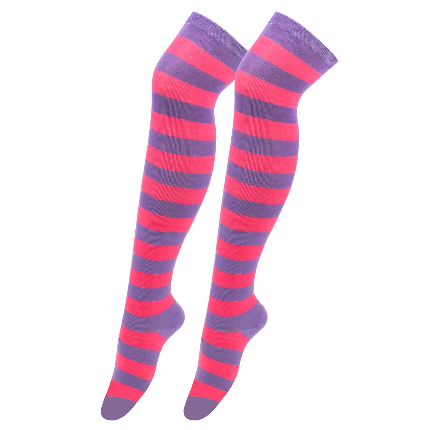 Thigh High Stockings Womens Striped Ladies Girls Black White pink Long Over Above Knee Socks femboy Cosplay Lolita Harajuku Y2k - Teglex