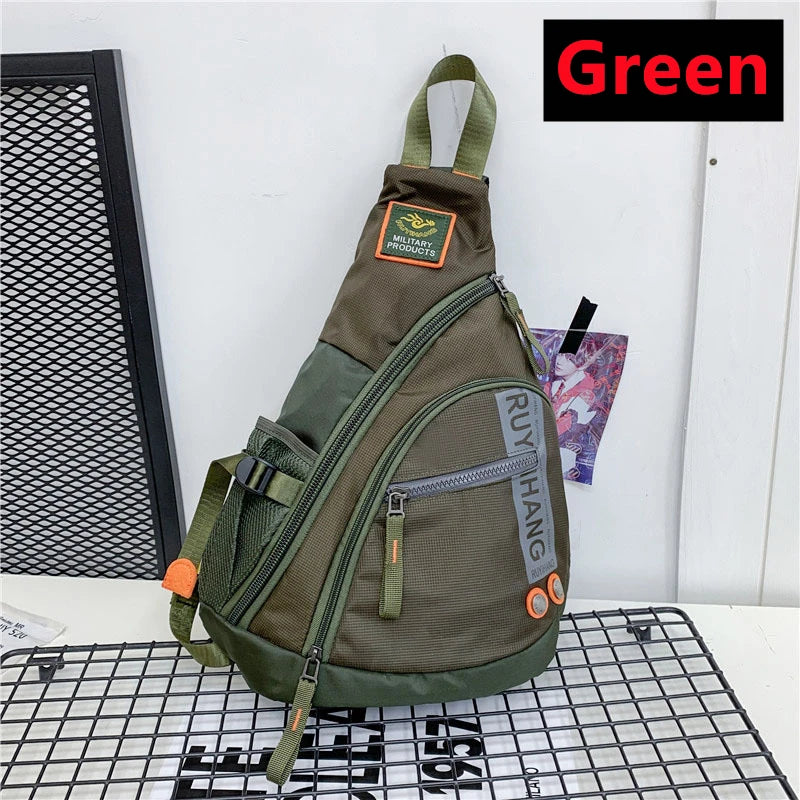 Neue Herren Umhängetaschen Reise Crossbody Bags Herren Militär Brusttasche für Schulausflug Wasserdichte Nylon Messenger Bag Schwarz Grün