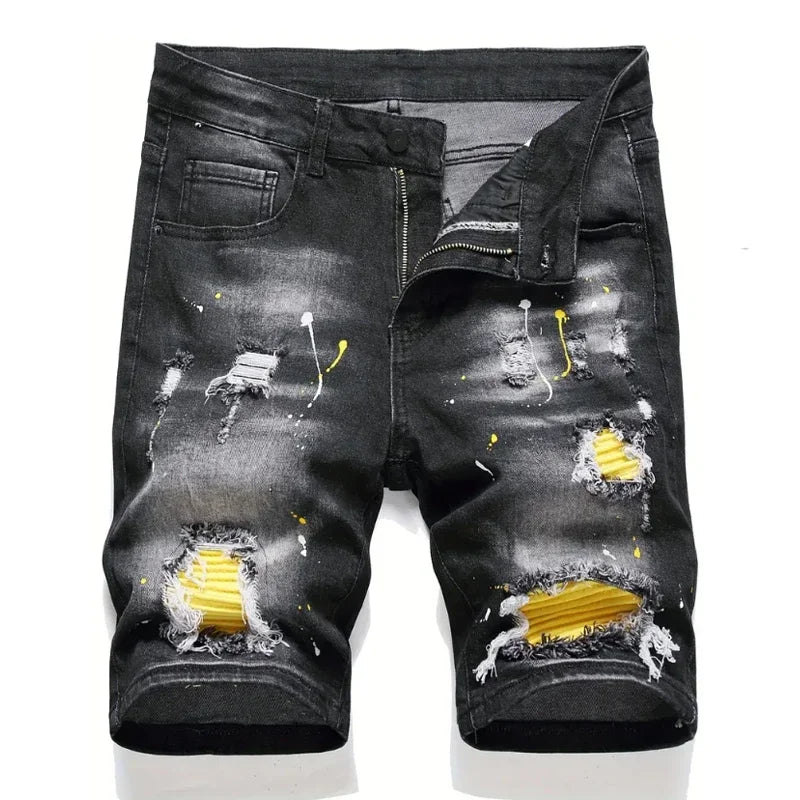 Men's Retro Stretch Denim Shorts | 98% Cotton Slim Fit