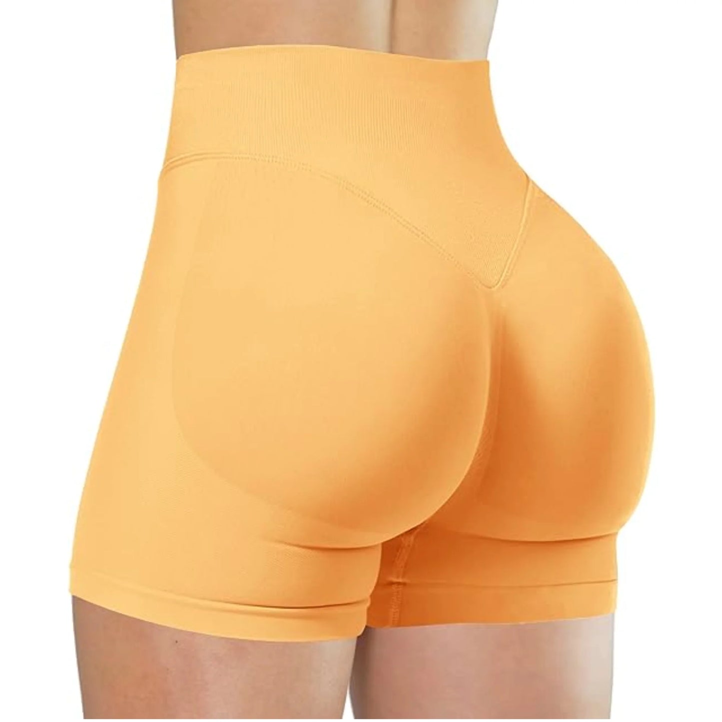 Damen High Waist Yoga Shorts einfarbig Fitness Laufen