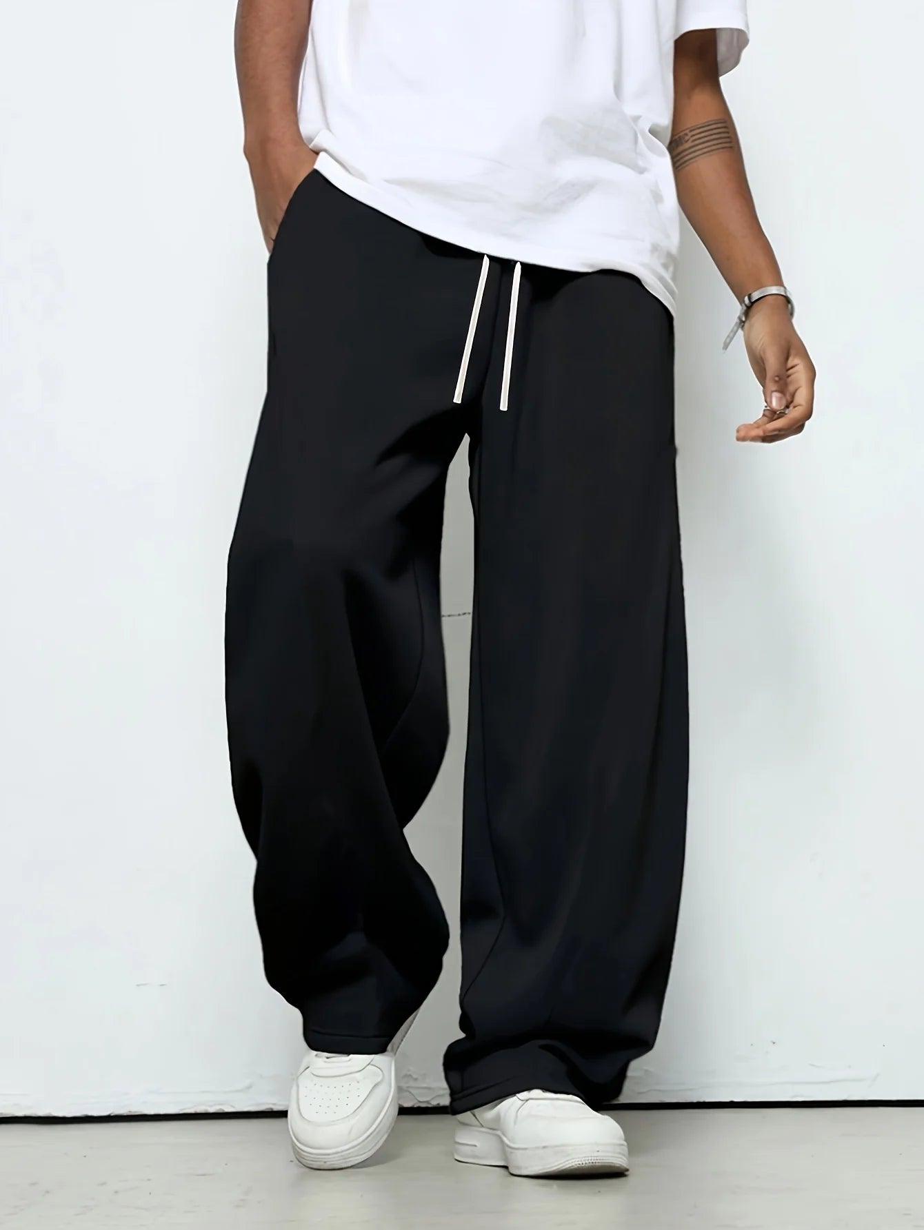 Herren schwere atmungsaktive Sport-Jogginghose elastischer Kordelzug Taille lockere gerade Freizeithose dicke Herren-Sweatpants