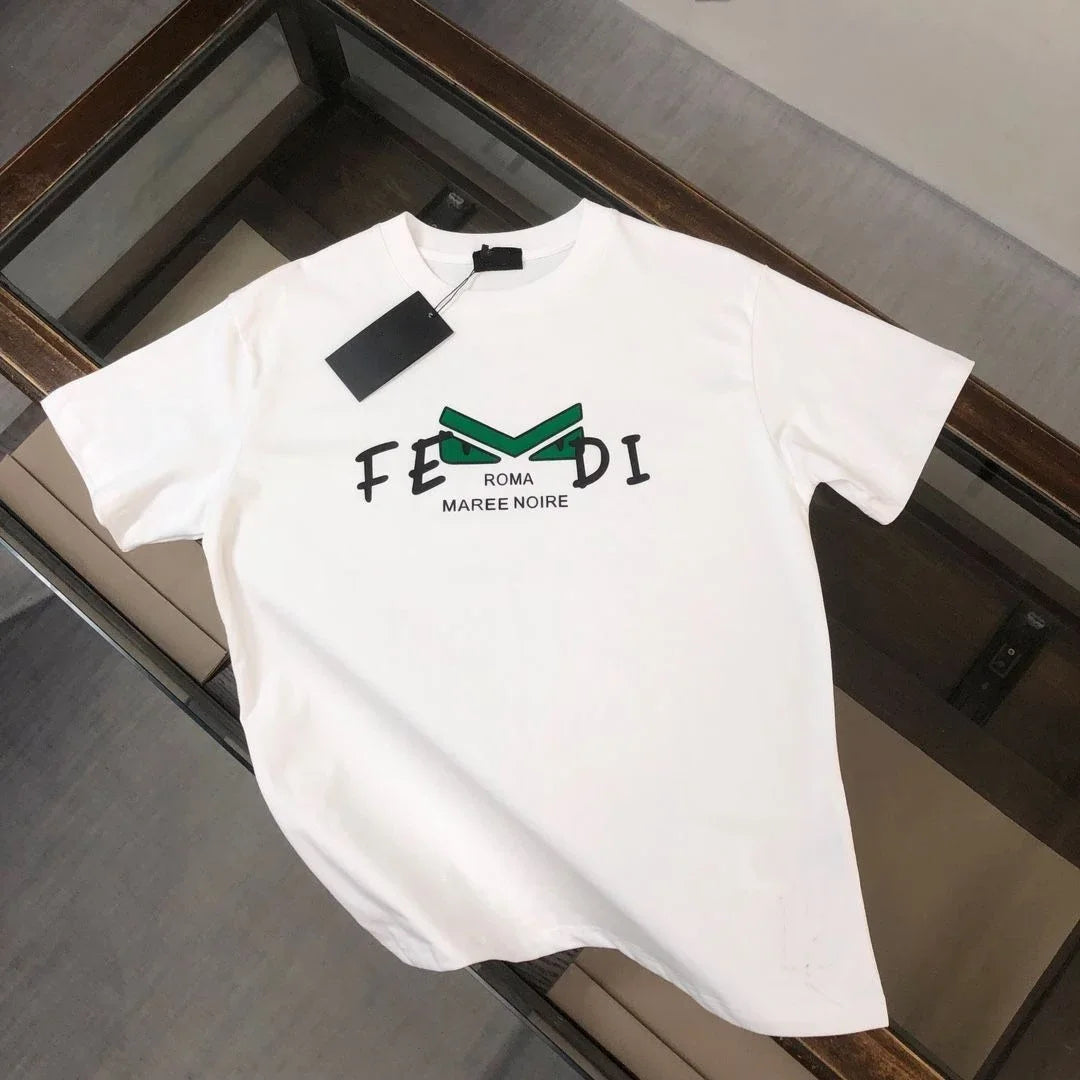 2026 Oversized New Trendy Little Monster Eyes Cotton Round Neck Short Sleeve Men's and Women's Letter Printed Couple T-shirt Top
