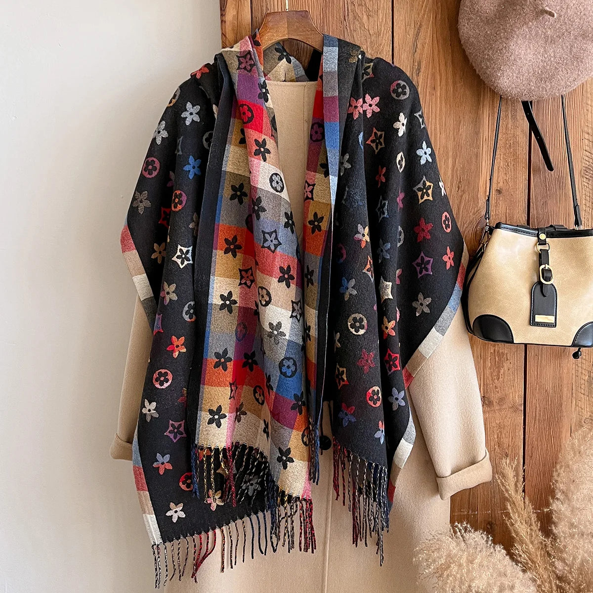 Neue Marke Nationaler Stil Kaschmirschal Winter Damen Pashmina Tücher Warme Deckenwickel Weiblicher Foulard Bandana Dicke Schals