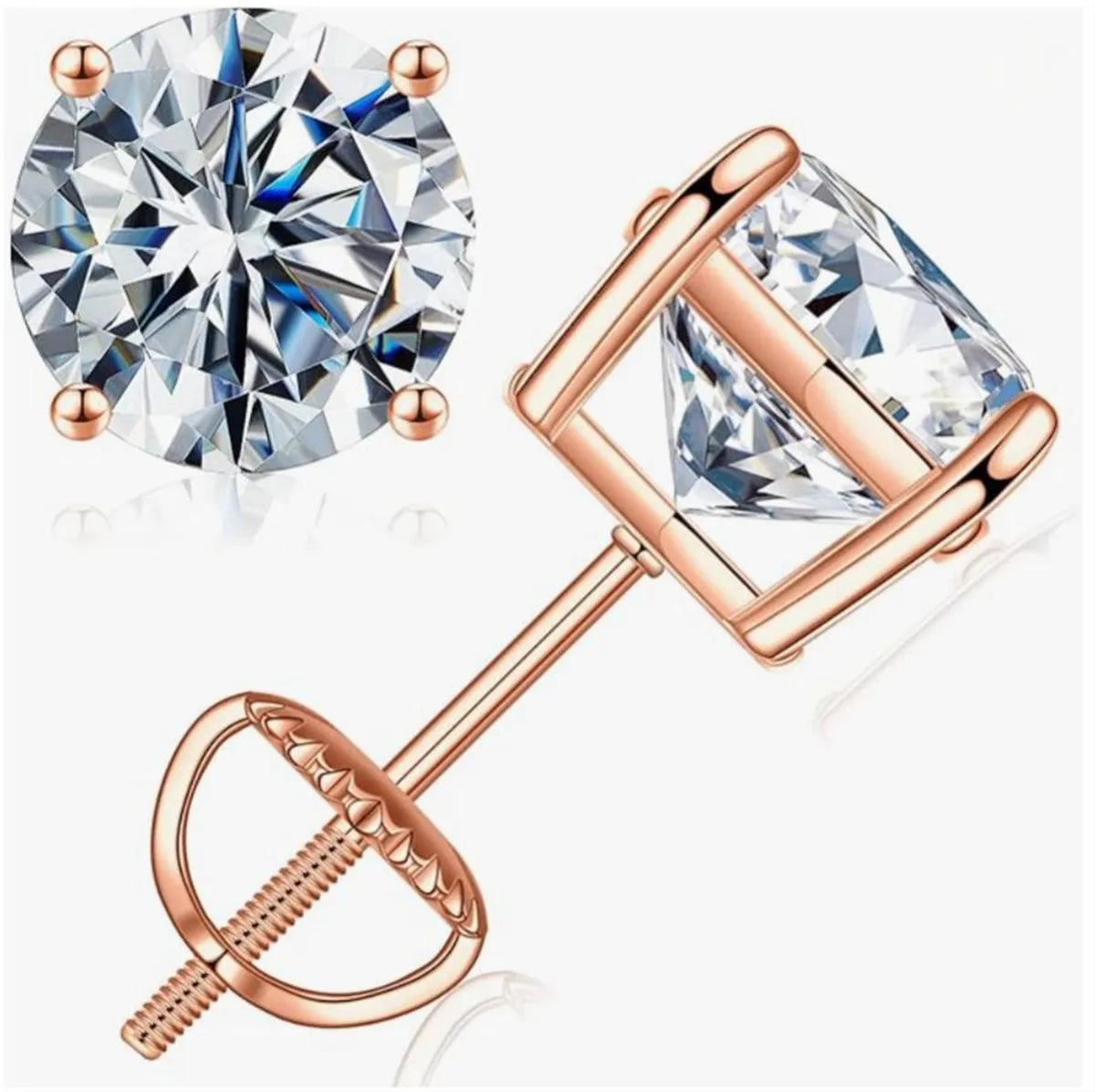 14K Gold 1CT IGI Lab Diamond Screw Earrings CVD