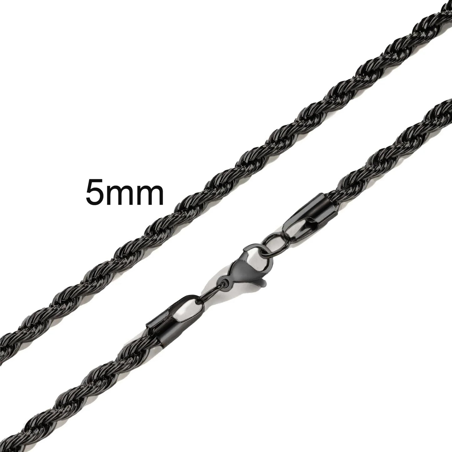 Edelstahl Halskette Gedrehte Kordelkette 2-5mm Unisex