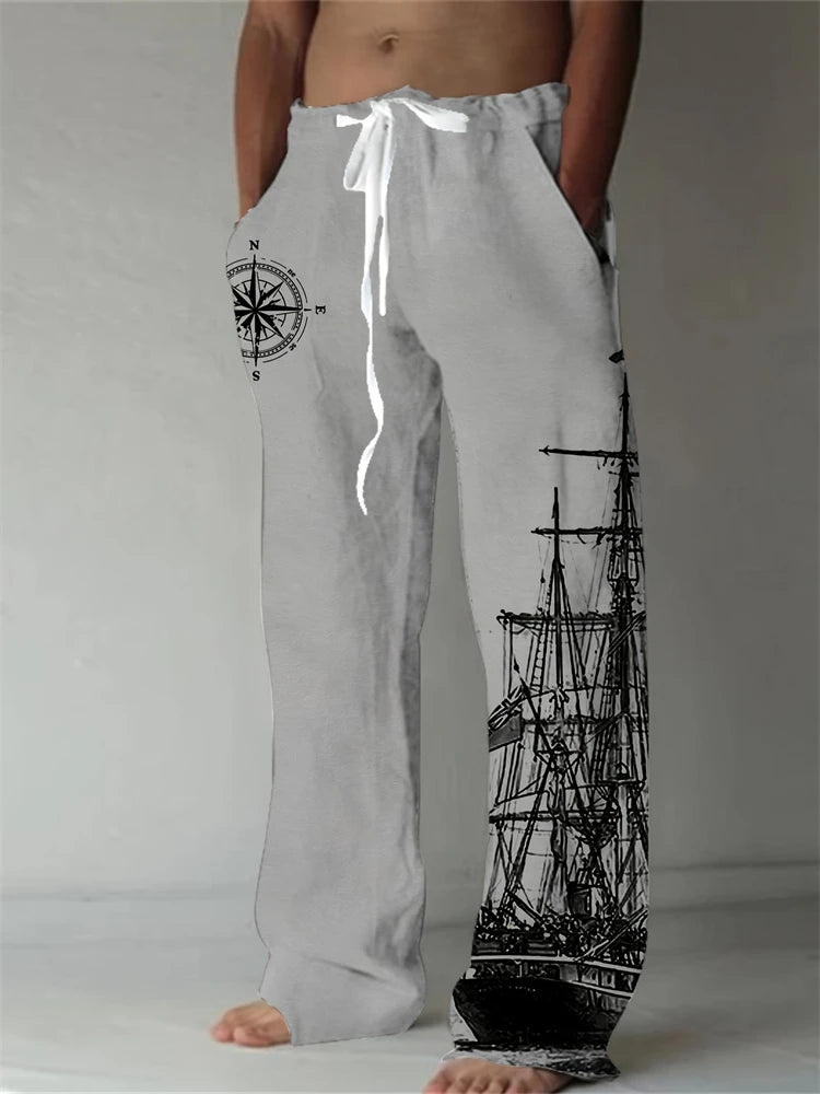 Men's Retro Beach Sweatpants Lightweight Joggers Casual Unisex