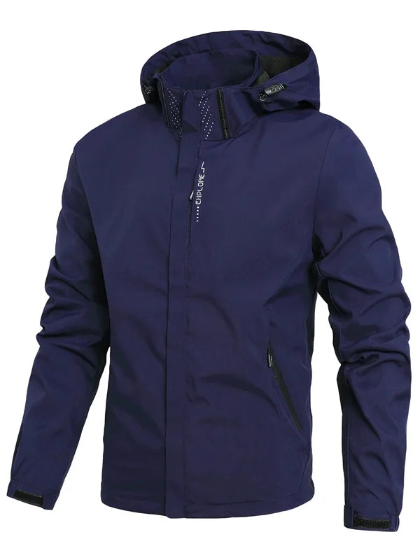 Wasserdichte Kapuzen-Regenjacke für Herren Winddicht Wandern Reisen