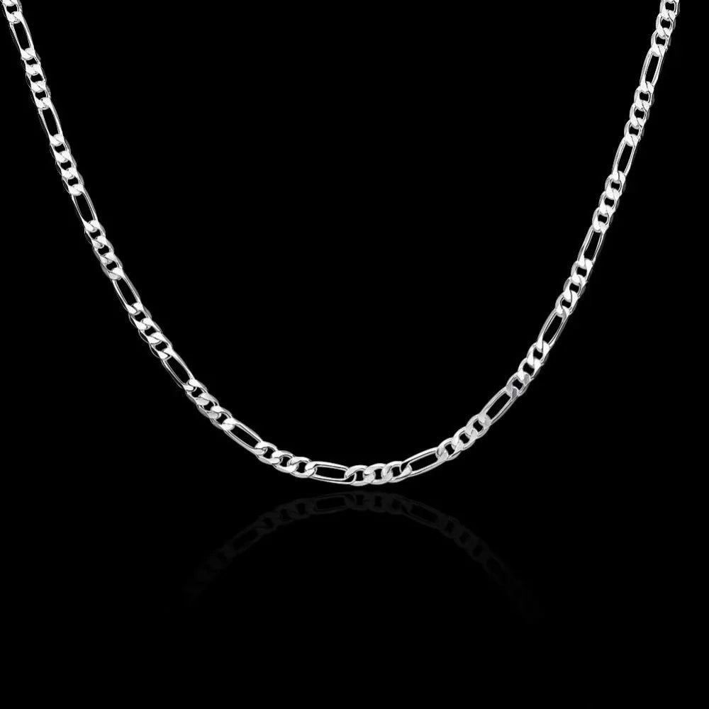 40-75cm 925 Silver 4mm Figaro Chain Necklace For Women Men Long Necklace Hip Hop Jewelry Gift - Teglex