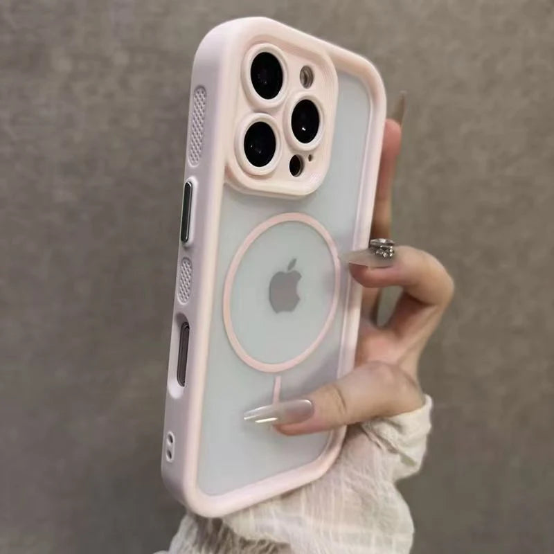 Luxury Matte MagSafe Transparent Case iPhone 11-17 Pro Max