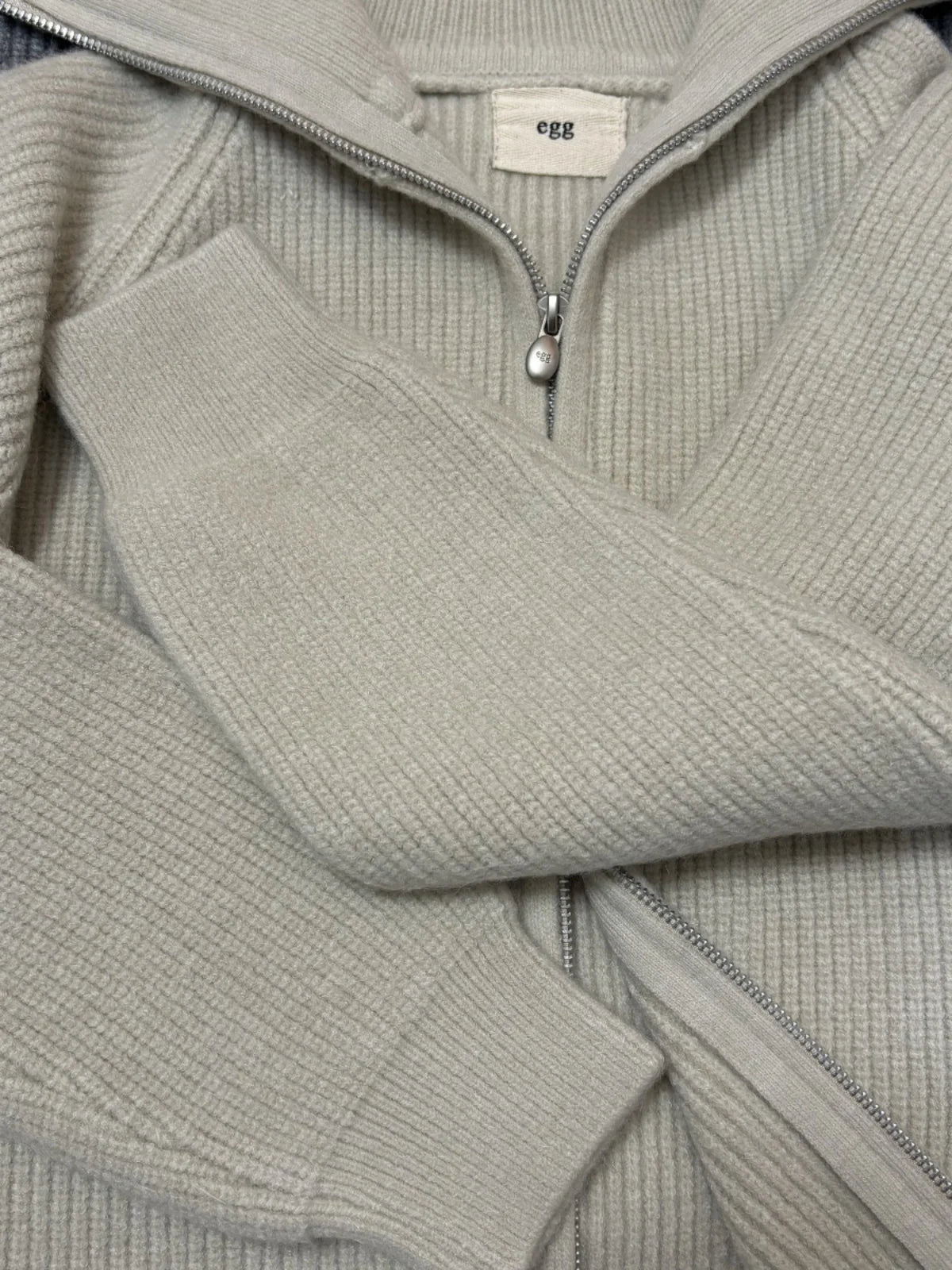Heavyweight Double Zipper Knit Outerwear Women