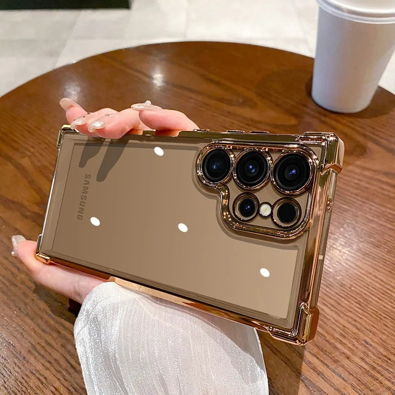 Luxury Plating Clear Case Samsung S24 S25 S23 | Shockproof
