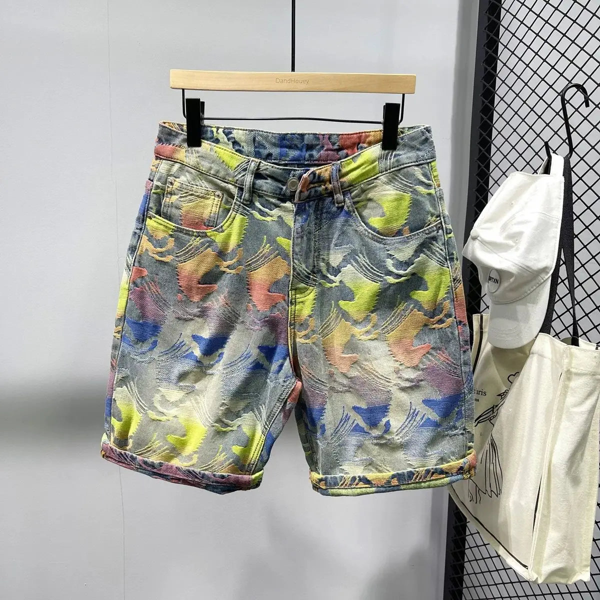 Men's Colorful Denim Shorts – Street Style