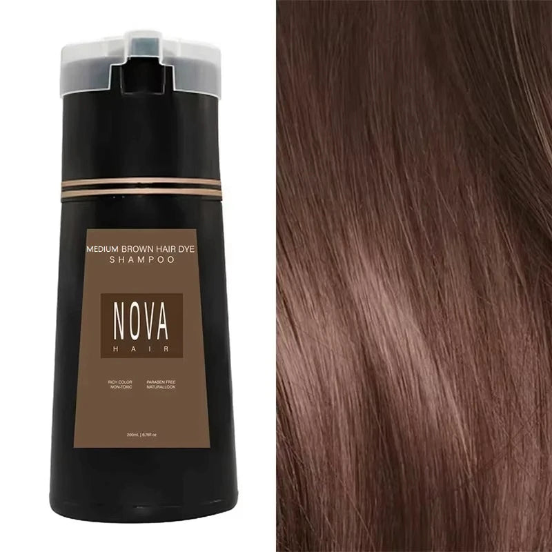 3-in-1 Haarfärbeshampoo Schwarz Natur Schnell Herren Damen