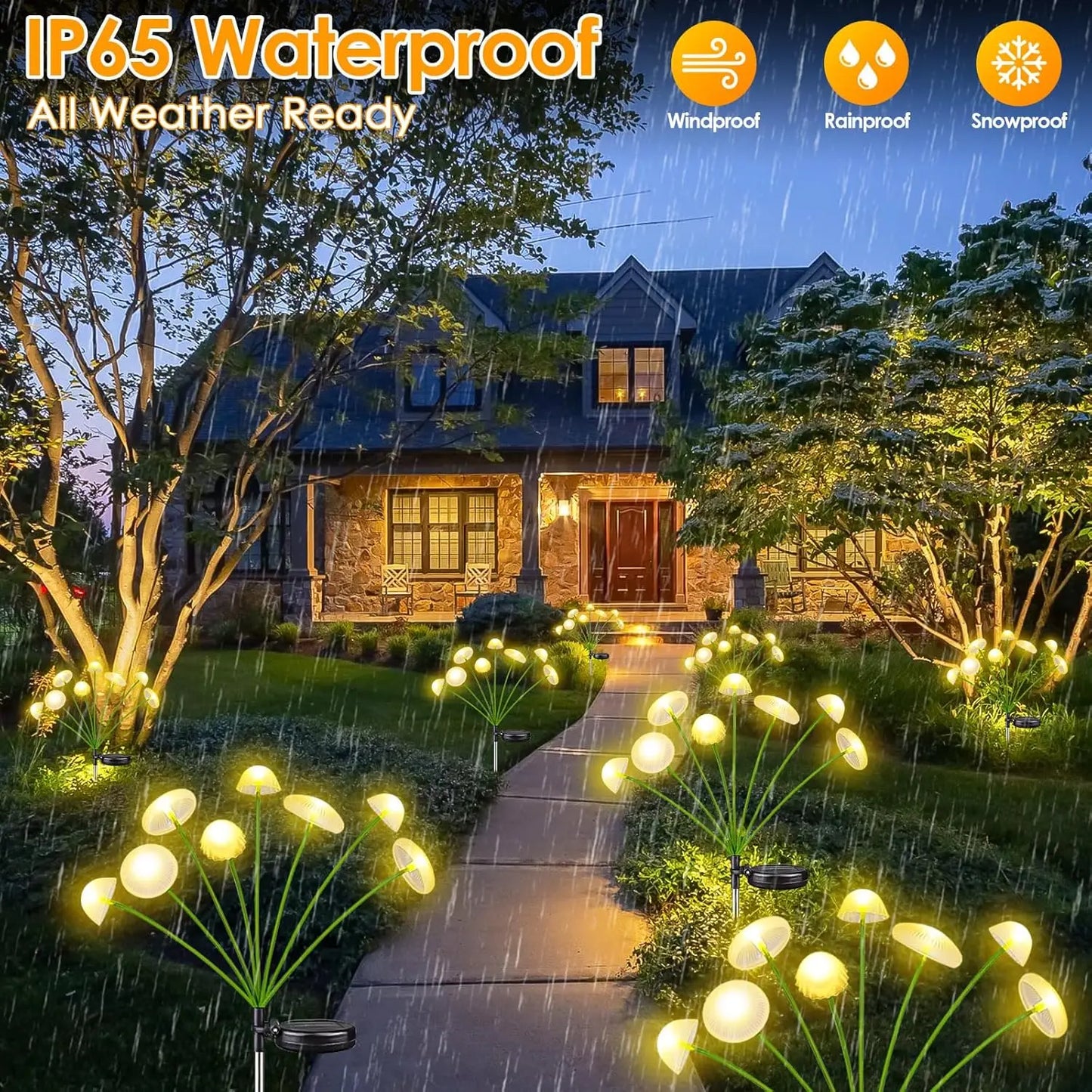 Solar Garden Lights Dual Mode LED Solar Mushroom Lights Waterproof Decor Yard Patio Pathway Jellyfish for Garden Ambiance Stone's Store