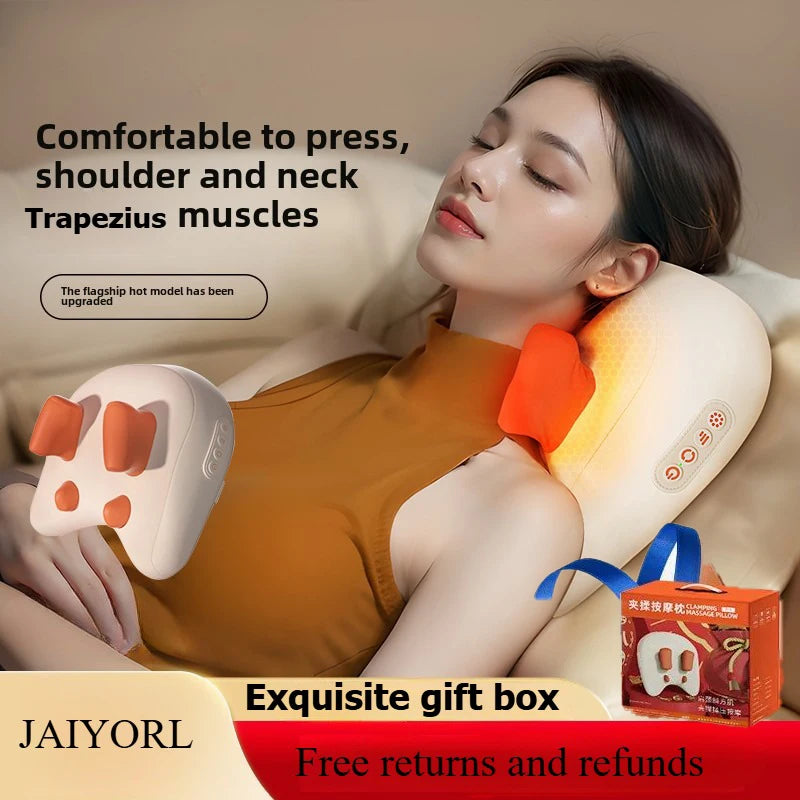 3D Shiatsu Kneading Massage Cushion – Wireless Heated Pillow for Neck, Waist, Leg & Cervical Relief - Teglex