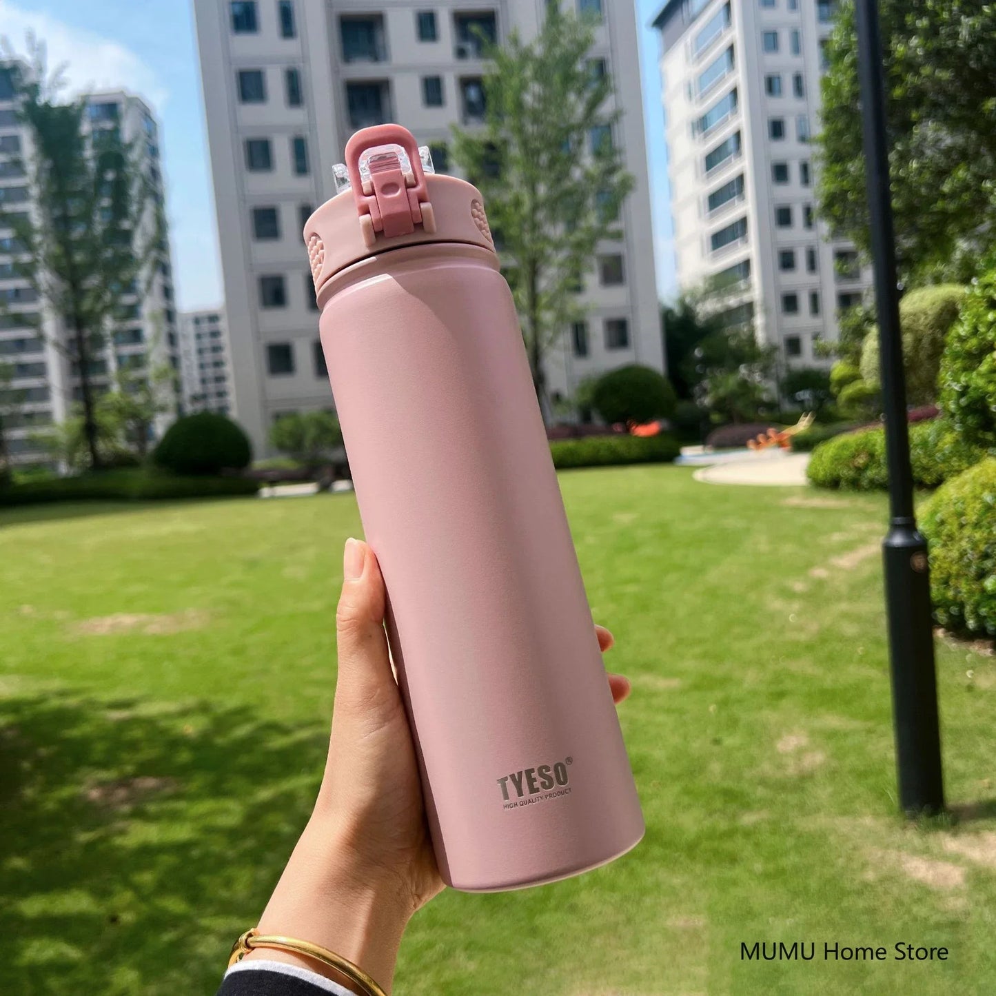 TYESO 600/750ML Stainless Steel Thermos Bottle With Straw