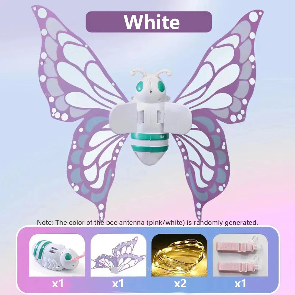 Elektrische Schmetterlingsflügel, bewegliche Elfenflügel mit Licht, Feenflügel für Kindergeburtstag, Weihnachten, Cosplay, Anzieh-Engelsflügel für Mädchen, Spielzeug