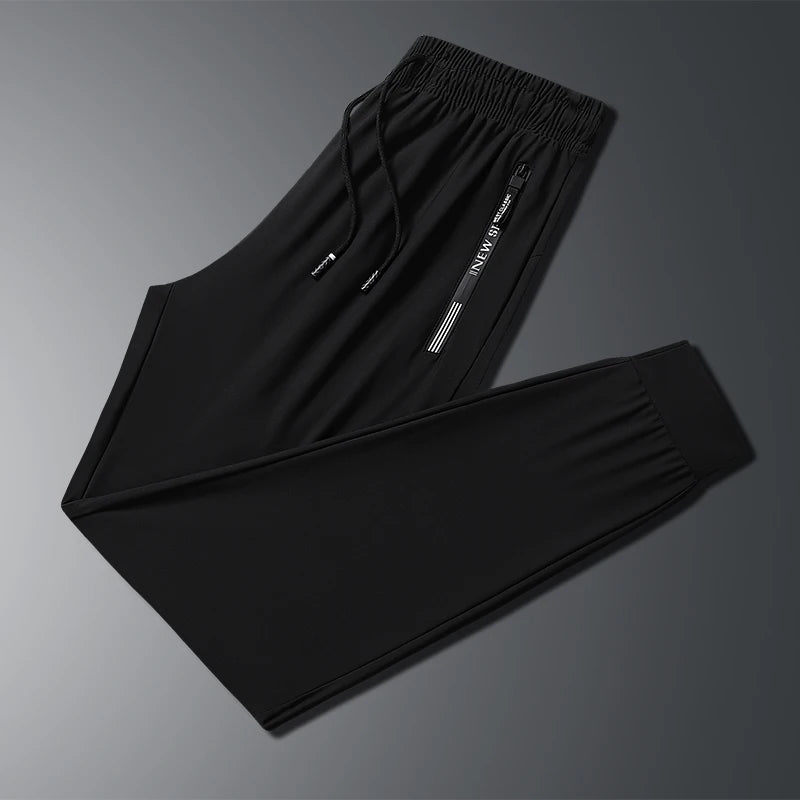 Men's Ice Silk Elastic Slim Fit Trousers – Cool Lightweight Summer Sports Pants L-8XL - Teglex