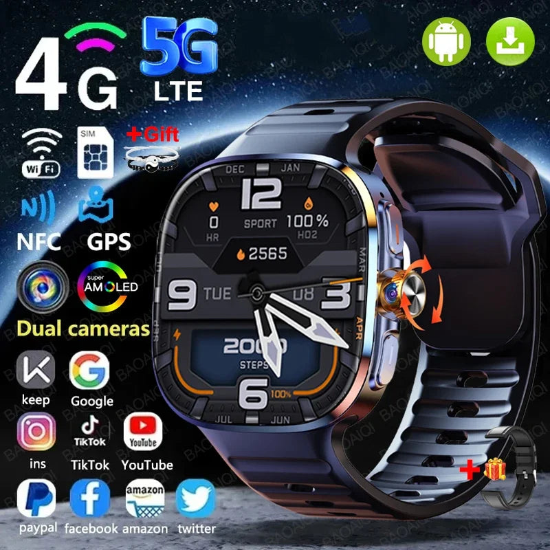 5G Smart Watch AMOLED 2.4" 32GB Google Play GPS SIM