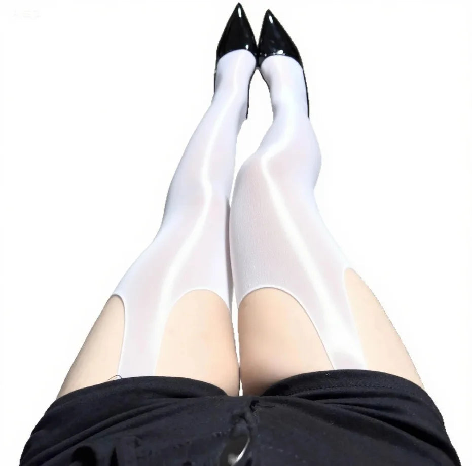Glossy Horse Oil Hollow Stockings Sexy Thin Breathable Tights