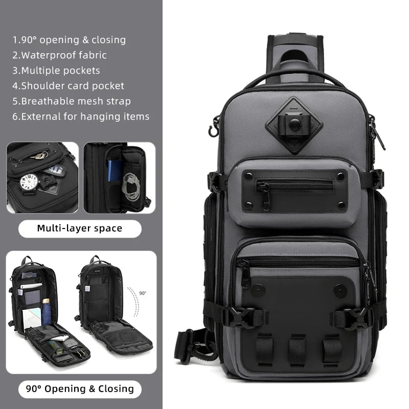 Wasserdichte lässige Brusttasche Multifunktionale Brusttaschen für Herren Männliche Umhängetasche Große Kapazität Umhängetaschen