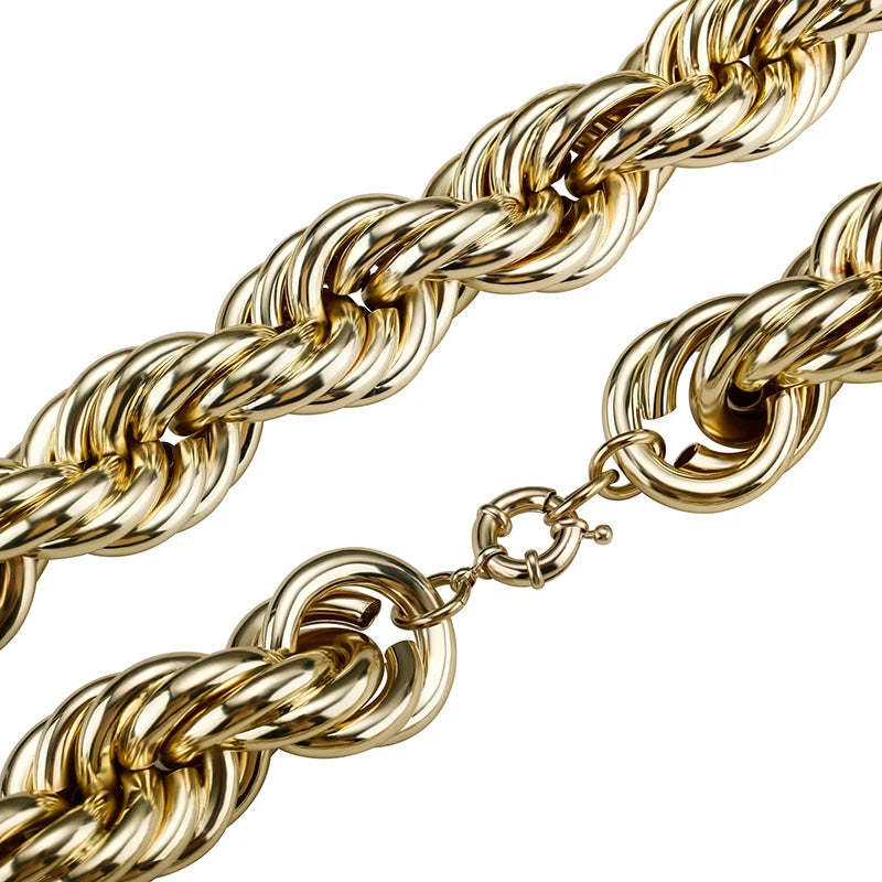 20MM/30MM/35MM Big Heavy Gold Silver Color Twist Rope Chain Necklace for Men HIP HOP Rapper Jewelry