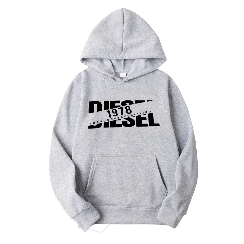 Autumn-Winter Navy Men's Hoodie: "Diesel 1978" Graphic, Relaxed Fit Pullover, Stylish Cold-Season Casual Wear - Teglex -