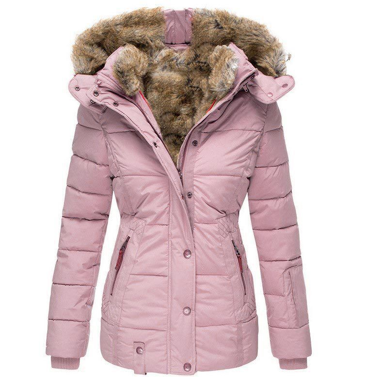 Women's Wool Collar Cotton-Padded Winter Jacket – Warm Puffer Coat - Teglex