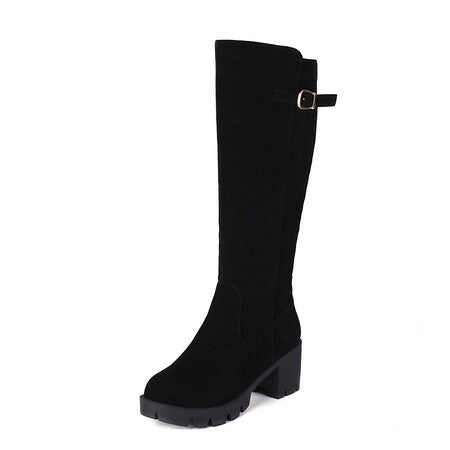 Women's Frosted Knee-High Fashion Boots – Round Toe - Teglex