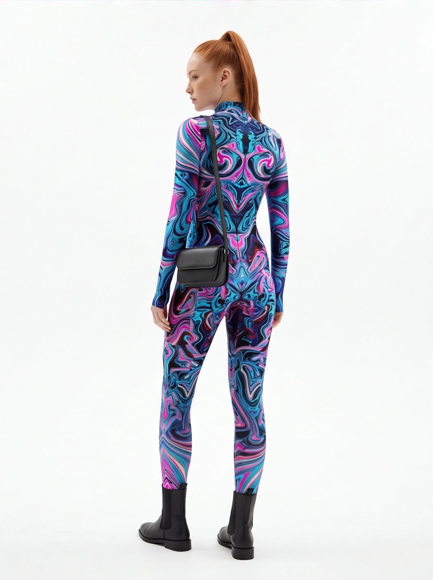 Rainbow 3D Geometry Bodysuit Women Carnival Zentai Jumpsuit