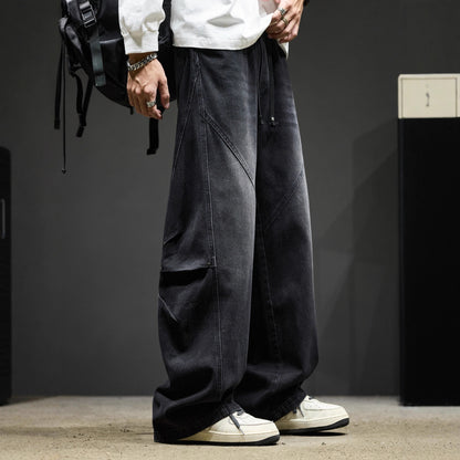 Retro Washed Casual High-Street Loose Wide-Leg Cargo Pants