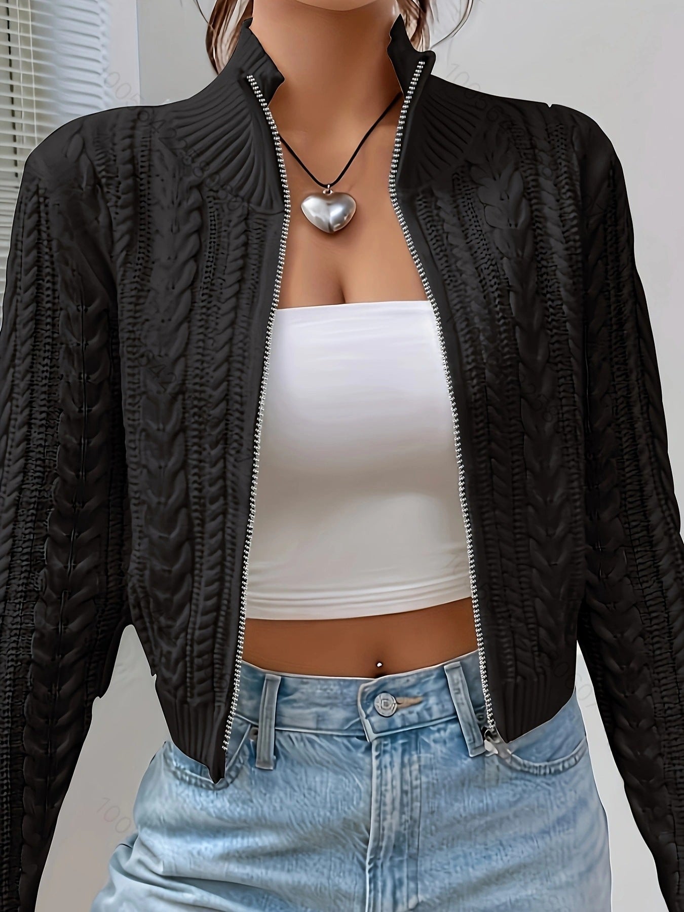 Women's Zip Knit Cardigan Sweater